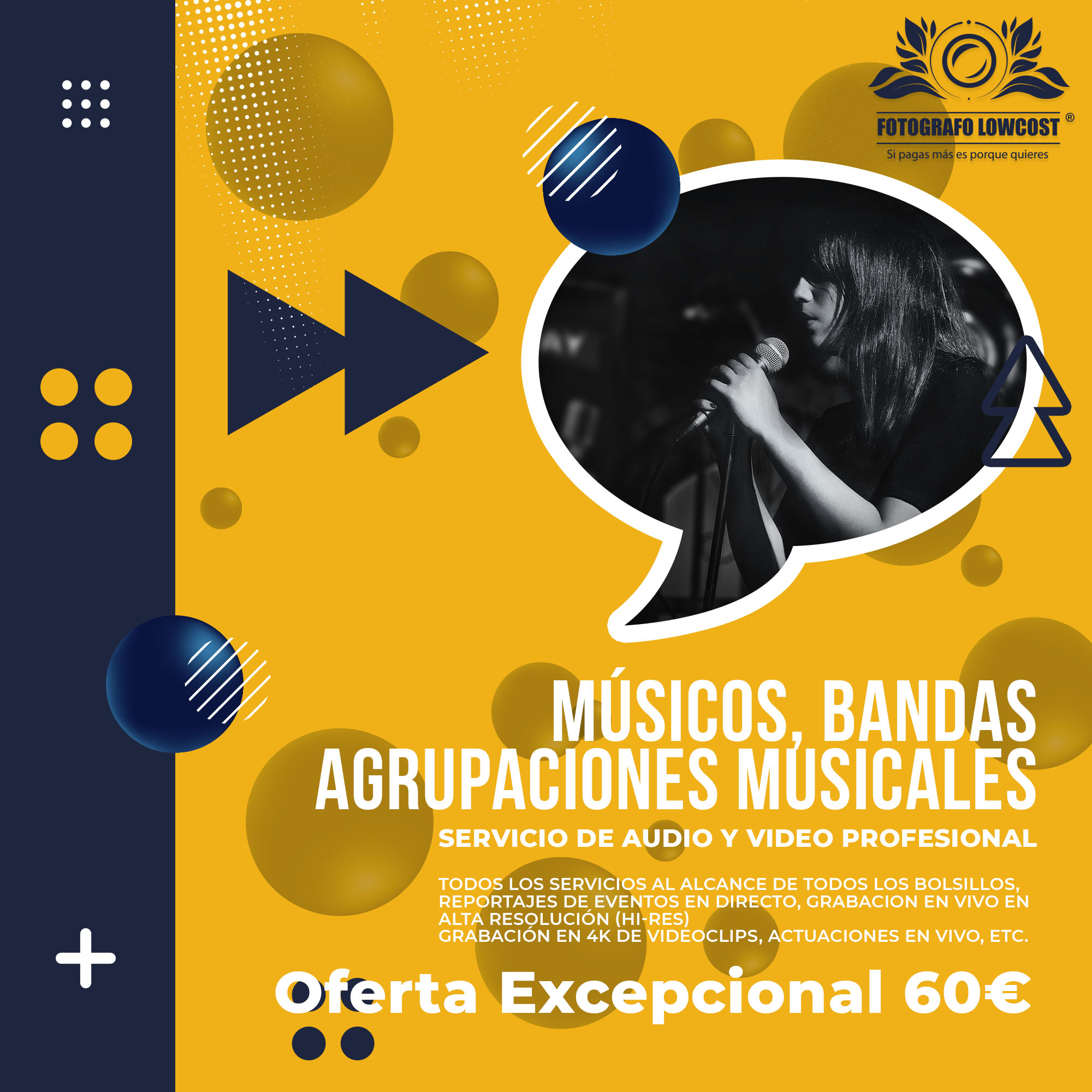 fotografo en fotografía, audio HD y servicios de Video en 4K para Músicos y artistas La Zarza 